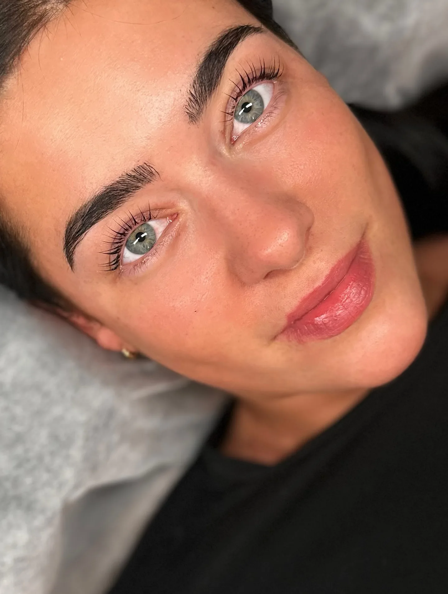 Lash lift result, full face, brunette, both eyes